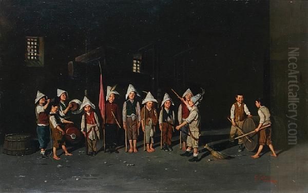 The New Recruits Oil Painting by Giuseppe Costantini