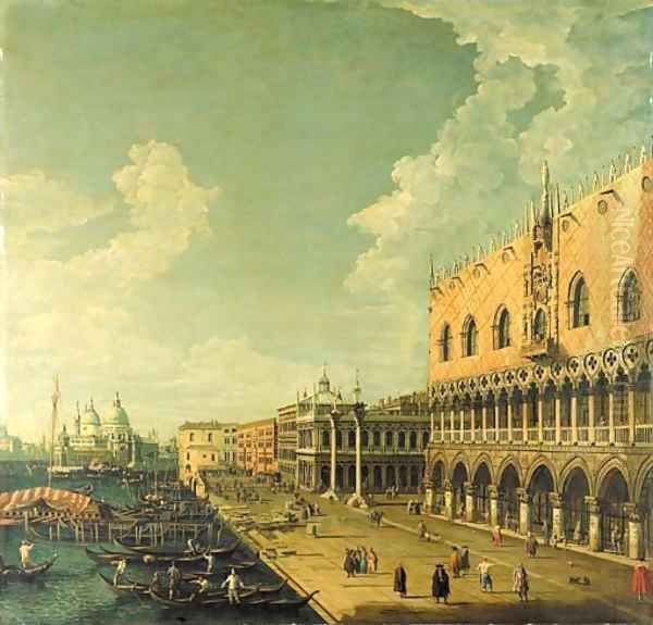 The Doge's Palace, Venice, and the Molo, looking west towards the Punta della Dogana and the Church of Santa Maria della Salute Oil Painting by (Giovanni Antonio Canal) Canaletto