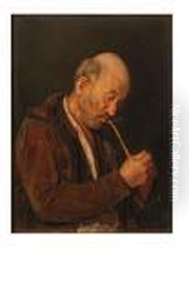 The Pipe Smoker Oil Painting by Giuseppe Costantini