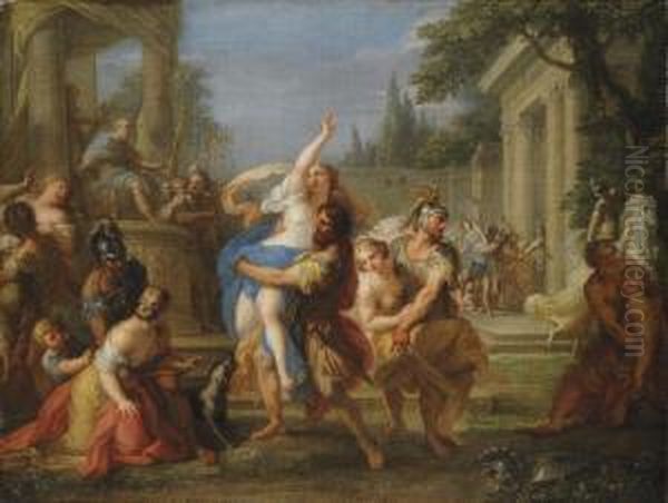 The Rape Of The Sabine Women Oil Painting by Placido Costanzi