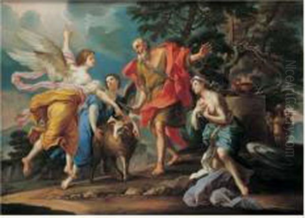 Le Sacrifice D'abraham Oil Painting by Placido Costanzi