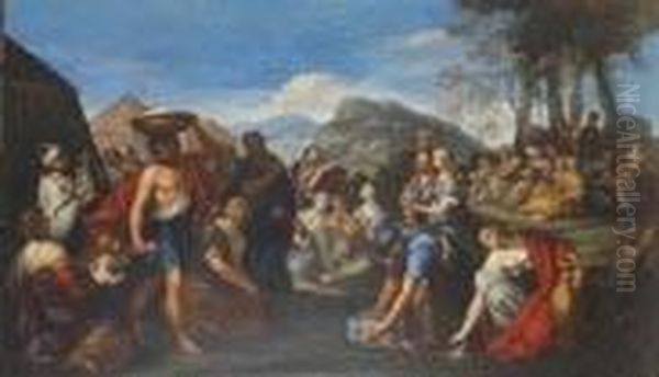 La Raccolta Della Manna Oil Painting by Placido Costanzi