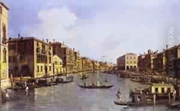 The Grand Canal Looking Down To The Rialto Bridge 1758-63 Oil Painting by (Giovanni Antonio Canal) Canaletto