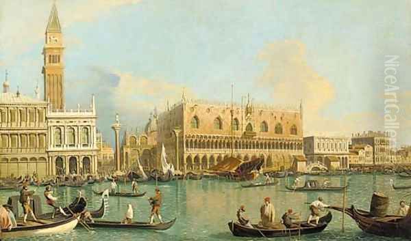 The Molo, the Doge's Palace, and the Piazzetta, Venice, from the Bacino Oil Painting by (Giovanni Antonio Canal) Canaletto