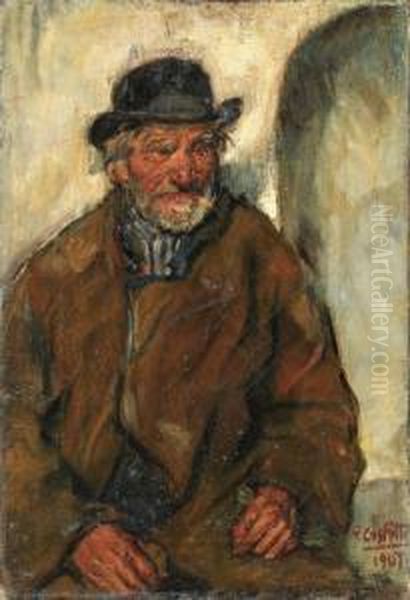 Ritratto Di Uomo Con Cappello Oil Painting by Giovanni Costetti