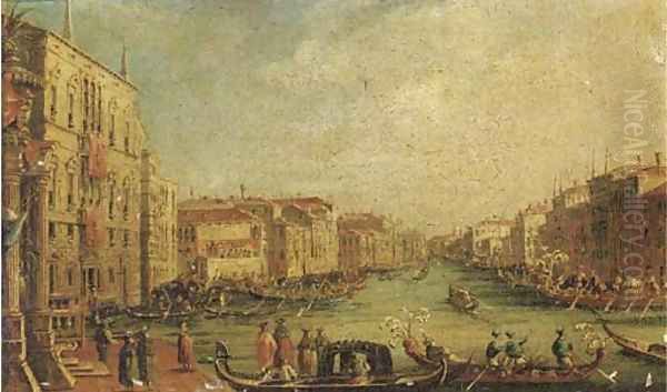 Ascension Day The Regatta on the Grand Canal, Venice, with the Palazzo Balbi on the left Oil Painting by (Giovanni Antonio Canal) Canaletto