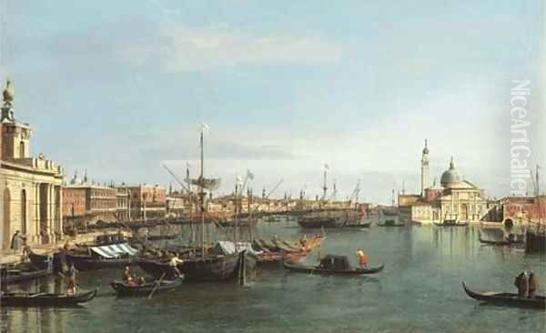 The Bacino di San Marco, looking east from the mouth of the Giudecca, the Dogana and the Riva degli Schiavone to the left and San Giorgio Maggiore Oil Painting by (Giovanni Antonio Canal) Canaletto