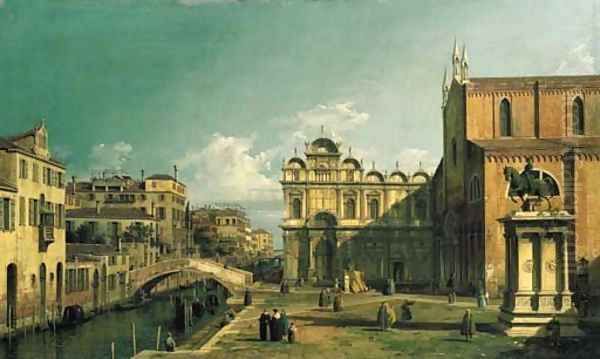 The Campo Santi Giovanni e Paolo, Venice, with the West End of the Church and the Scuola di San Marco Oil Painting by (Giovanni Antonio Canal) Canaletto