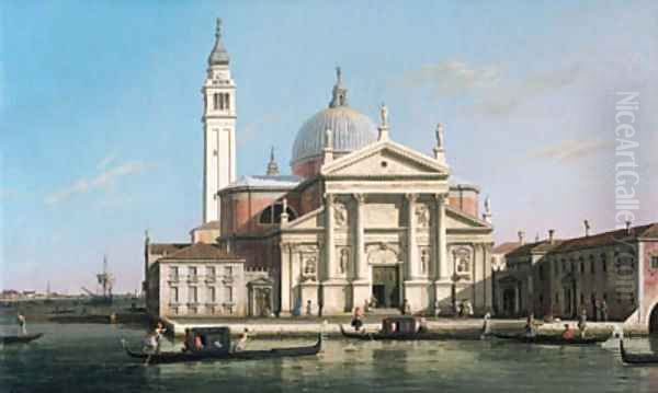 The Church of S. Giorgio Maggiore, Venice, with sandalos and gondolas 2 Oil Painting by (Giovanni Antonio Canal) Canaletto