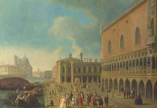 The Doge's Palace and the Piazzetta di San Marco, Venice, with the entrance to the Grand Canal and Santa Maria della Salute Oil Painting by (Giovanni Antonio Canal) Canaletto