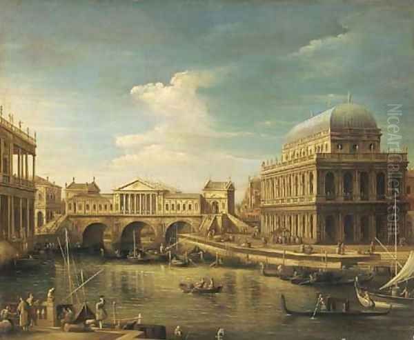 The Rialto bridge, Venice Oil Painting by (Giovanni Antonio Canal) Canaletto