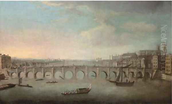 View of the Thames, with Westminster Bridge from the North Oil Painting by (Giovanni Antonio Canal) Canaletto