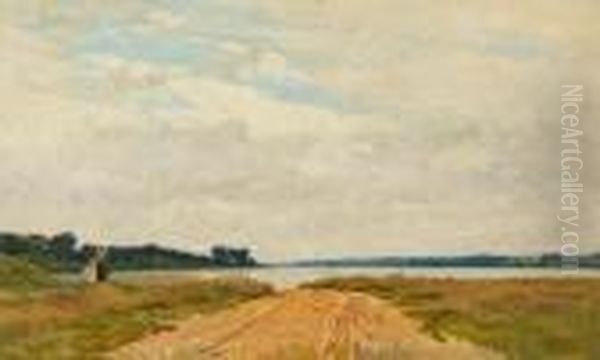 Stour River, Manningtree In The Distance Oil Painting by Frederick George Cotman