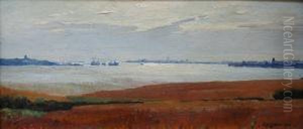 Estuary View, Possibly Near Erwarton Oil Painting by Frederick George Cotman