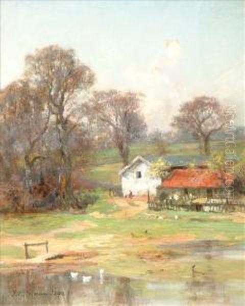 The Farmby The River Side Oil Painting by Frederick George Cotman