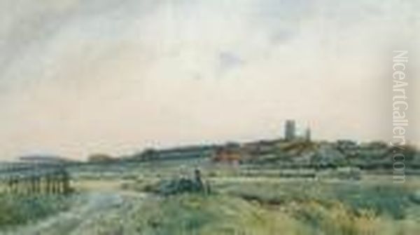 Blakeney Church From Cley Oil Painting by Frederick George Cotman