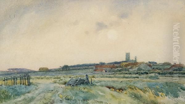 Blakeney Church From Cley Oil Painting by Frederick George Cotman