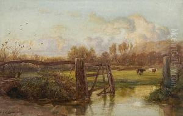 Cattle In A Meadow Oil Painting by Frederick George Cotman