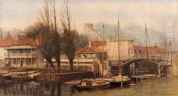 View At Carrow Bridge Norwich Oil Painting by John Joseph Cotman