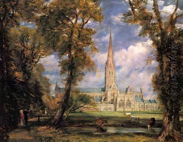 Salisbury Cathedral from the Bishop's Grounds c. 1825 Oil Painting by John Constable