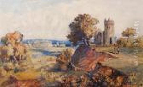 Whitlingham Church, With A View Of The Yare Valley Beyond Oil Painting by John Joseph Cotman