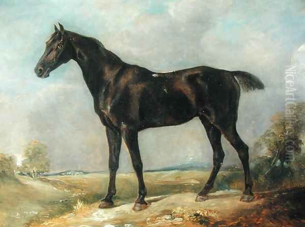 Golding Constable's Black Riding-Horse, c.1805-10 Oil Painting by John Constable