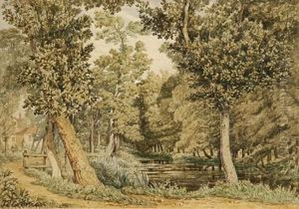 A River Glade Oil Painting by John Joseph Cotman