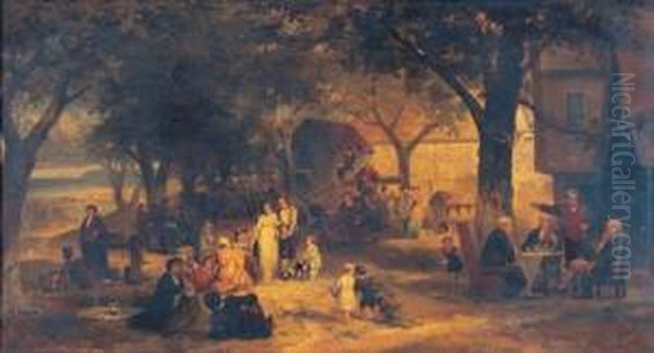 The Village Fair Oil Painting by John Joseph Cotman