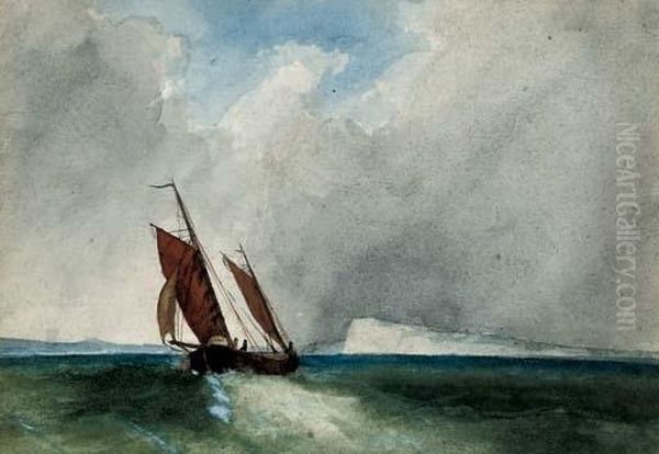 A Heavy Swell In The Channel Oil Painting by Miles Edmund Cotman