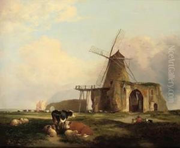 View Of St Benet's Abbey Oil Painting by Miles Edmund Cotman