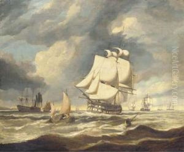 The Fleet An Anchor Oil Painting by Miles Edmund Cotman