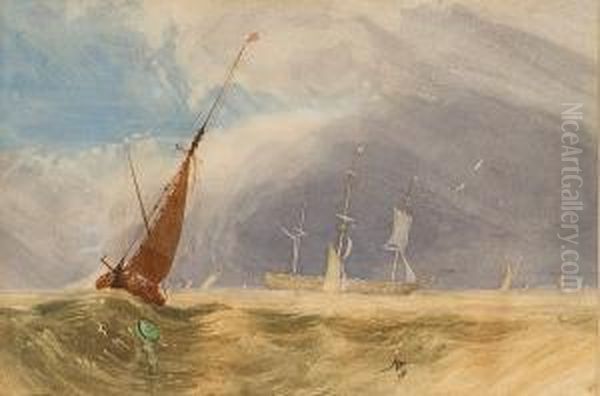 Shipping In A Breeze Oil Painting by Miles Edmund Cotman