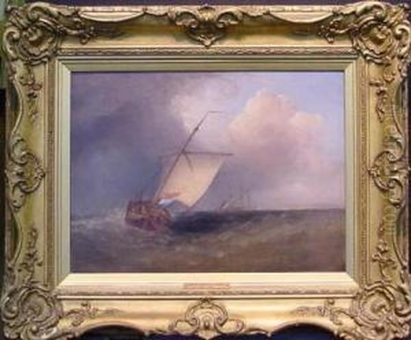 Fishing Boats Under Storm Clouds Oil Painting by Miles Edmund Cotman