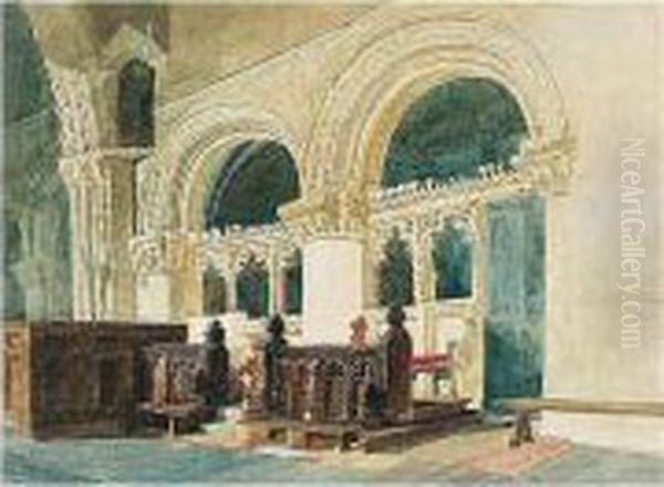 The Chancel, Walsoken Church, Norfolk Oil Painting by Miles Edmund Cotman