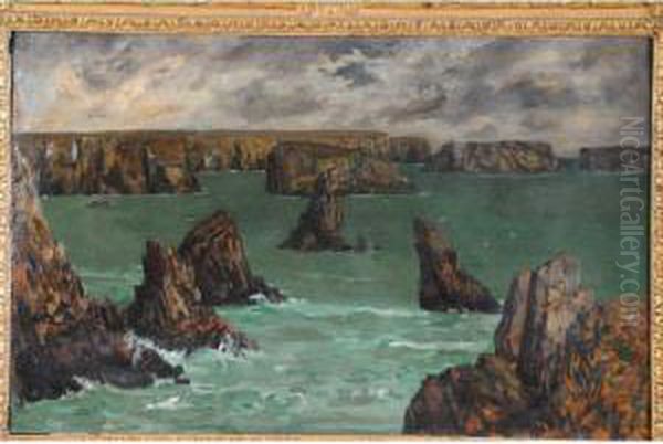 cotes Rocheuses En Bretagne  Oil Painting by Charles Cottet