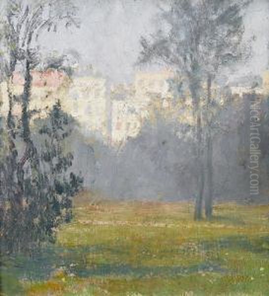 Stadtpark Mit Hauserzeile Oil Painting by Charles Cottet