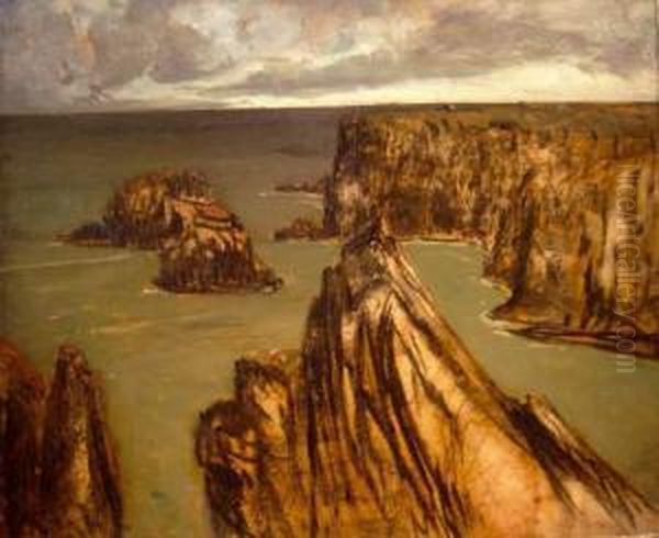 Falaises A Belle-ile Oil Painting by Charles Cottet