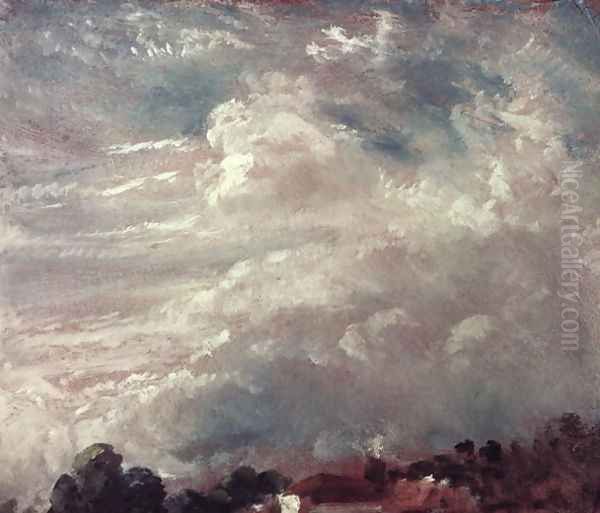 Cloud study, horizon of trees Oil Painting by John Constable