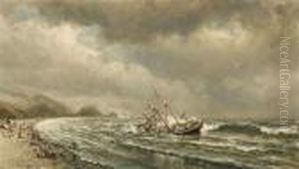 The 'new York' Shipwrecked Off Landsend Oil Painting by William Alexander Coulter