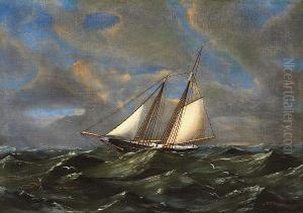 A Ship In Rough Seas Oil Painting by William Alexander Coulter