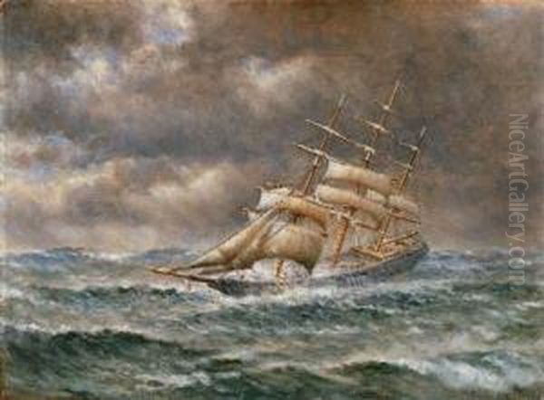 Ship In Stormy Seas Oil Painting by William Alexander Coulter