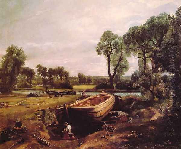 Boat-Building on the Stour 1814-15 Oil Painting by John Constable