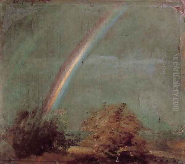 Landscape With A Double Rainbow Oil Painting by John Constable