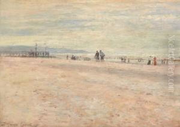 La Plage Oil Painting by Maurice Francois A. Courant