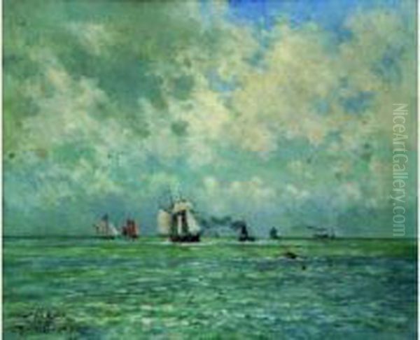 Marine Oil Painting by Maurice Francois A. Courant