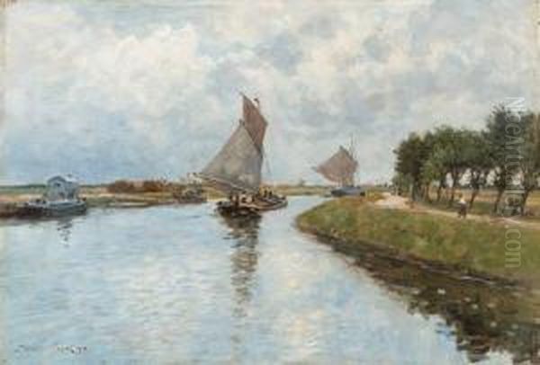 Path Along The River Oil Painting by Maurice Francois A. Courant