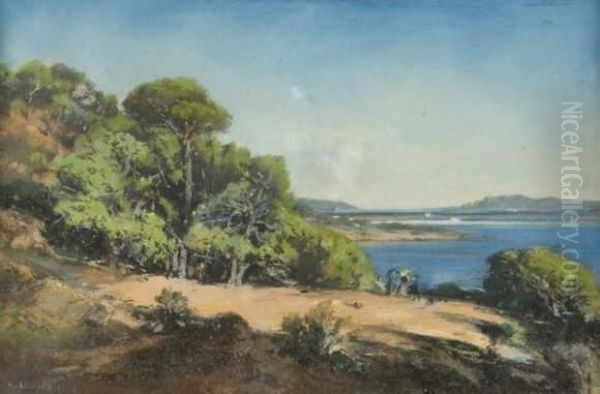 Vue Animee Pres De Toulon. Oil Painting by Vincent Courdouan