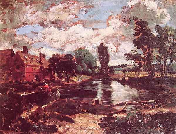 Flatford Mill from a Lock on the Stour c. 1811 Oil Painting by John Constable