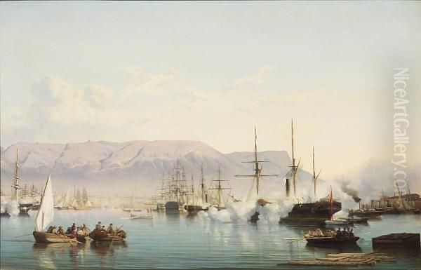 Arrival Into The Bay Of Toulon Oil Painting by Vincent Courdouan