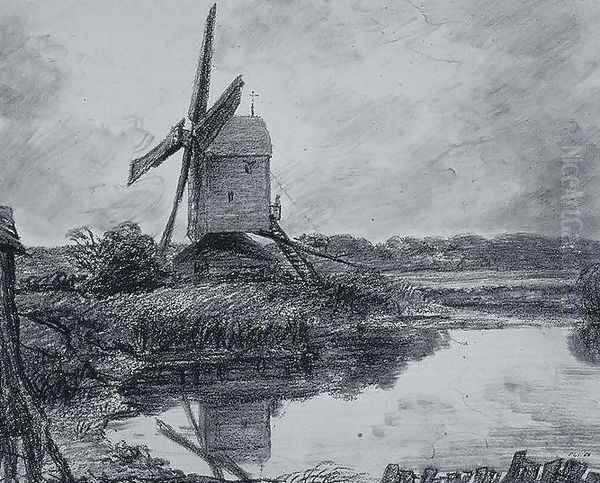 A mill on the banks of the River Stour Oil Painting by John Constable